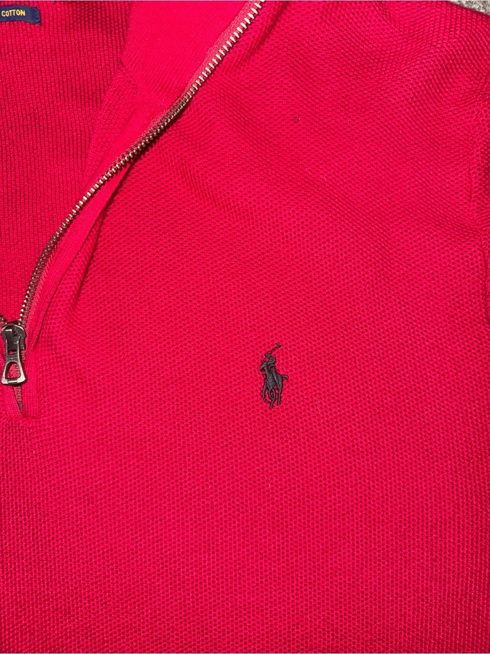 Polo by Ralph Lauren Men's Pima cotton Red Half-Zip Sweater